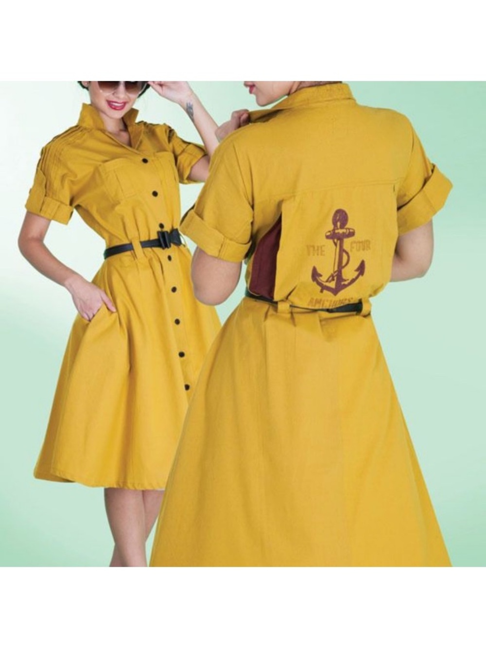 XL Tatyana mustard bowling dress